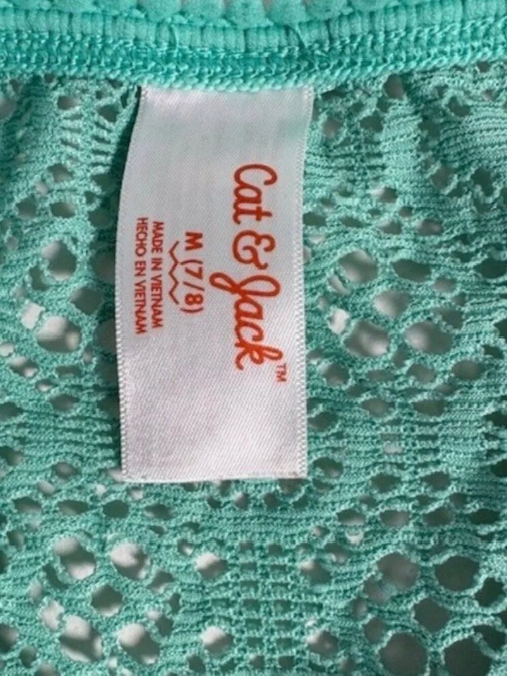 Cat & Jack Swimsuit Cover Up Girl's M 7/8 Mint Green Open Lace Racerback